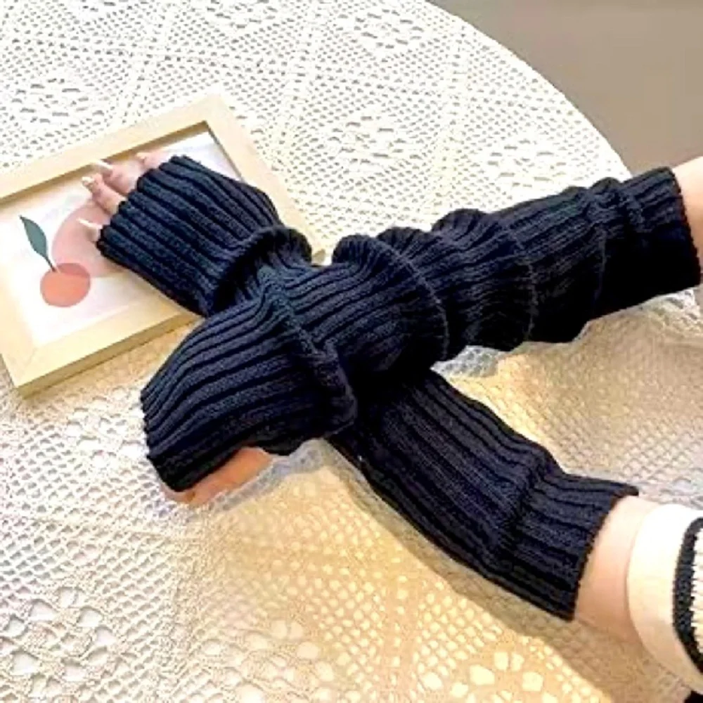 🎉HP! ❤️ Black Ribbed Knit Fingerless Thumbhole Arm Warmers